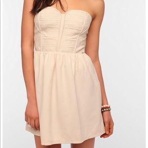 Urban Outfitters Cream Strapless Dress